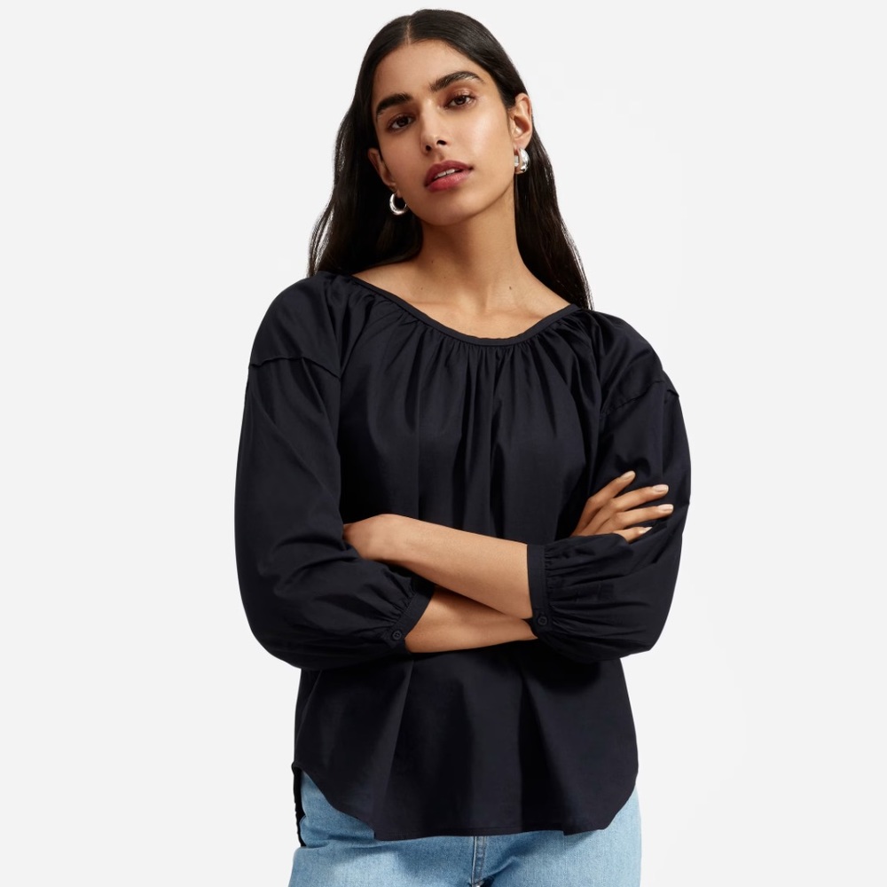 Everlane The Ruched Air Blouse - Black